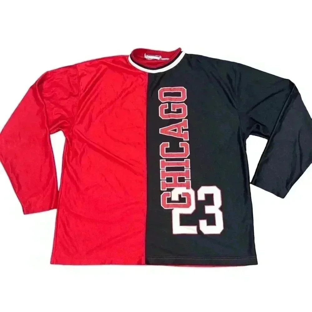 RARE Vintage Chicago Bulls LS Jersey material Michael Jordan color block #23